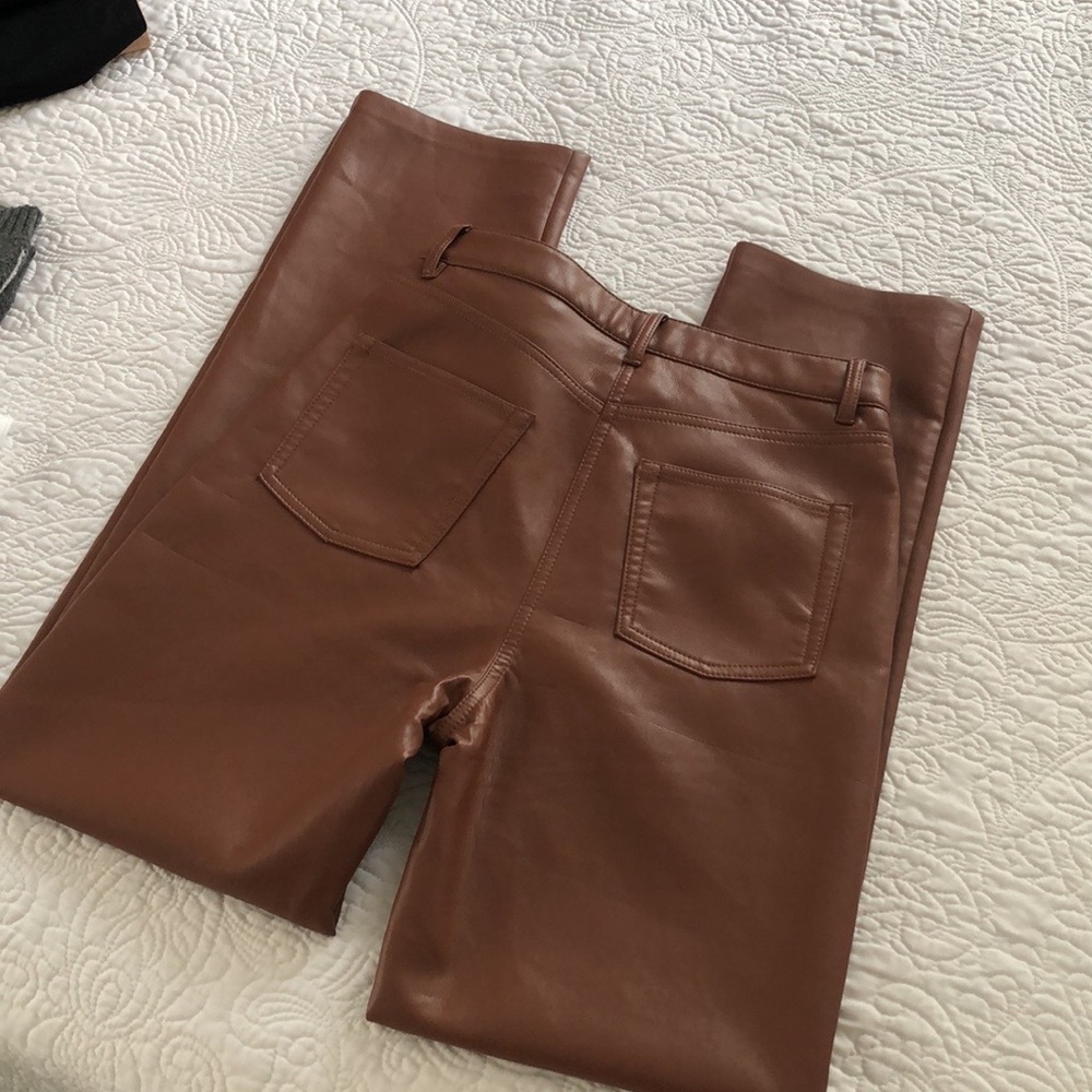 Wilfred Melina Vegan Leather Pants Pecan Brown High Rise Straight Leg - Picture 5 of 12